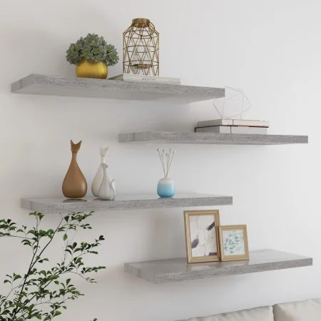 Floating wall shelves 4 pcs MDF concrete gray 80x23.5x3.8 cm by vidaXL, Shelves and shelves - Ref: Foro24-326602, Price: 59,8...