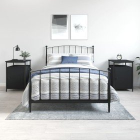 Mesitas de noche 2 uds madera contrachapada negro 40x42x60 cm Mesitas de noche 2 uds madera contrachapada negro 40x42x60 cm
