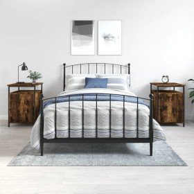 Mesitas noche 2 uds madera contrachapada roble humo 40x42x60 cm Mesitas noche 2 uds madera contrachapada roble humo 40x42x60 cm