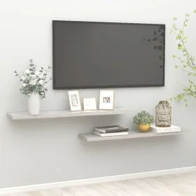 Floating wall shelf 2 units MDF gray concrete 120x23.5x3.8 cm by vidaXL, Shelves and shelves - Ref: Foro24-326607, Price: 52,...