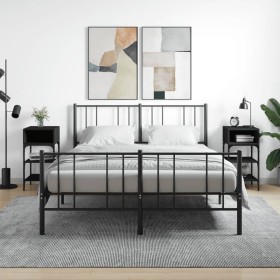 Mesitas de noche 2 uds madera de ingeniería negro 35x34,5x70 cm Mesitas de noche 2 uds madera de ingeniería negro 35x34,5x70 cm