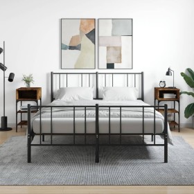Mesita noche 2 uds madera ingeniería roble ahumado 35x34,5x70cm Mesita noche 2 uds madera ingeniería roble ahumado 35x34,5x70cm