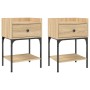 Mesita noche 2 uds madera ingeniería roble Sonoma 40,5x31x60 cm