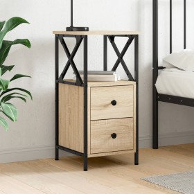 Mesita de noche madera de ingeniería roble Sonoma 34x35,5x70 cm Mesita de noche madera de ingeniería roble Sonoma 34x35,5x70 cm