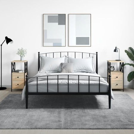 Mesita noche 2 uds madera ingeniería roble Sonoma 34x35,5x70 cm
