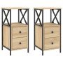 Mesita noche 2 uds madera ingeniería roble Sonoma 34x35,5x70 cm