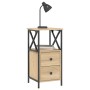 Mesita noche 2 uds madera ingeniería roble Sonoma 34x35,5x70 cm