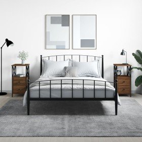 Mesita noche 2 uds madera ingeniería marrón roble 34x35,5x70 cm Mesita noche 2 uds madera ingeniería marrón roble 34x35,5x70 cm