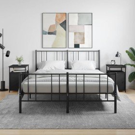 Mesitas de noche 2 uds madera contrachapada negro 40x42x60 cm Mesitas de noche 2 uds madera contrachapada negro 40x42x60 cm