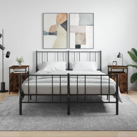 Mesitas noche 2 uds madera contrachapada roble humo 40x42x60 cm Mesitas noche 2 uds madera contrachapada roble humo 40x42x60 cm