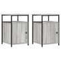 Mesitas de noche 2 uds madera contrachapada gris 40x42x60 cm