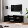 Mueble TV con puertas madera contrachapada negro 102x35x45 cm