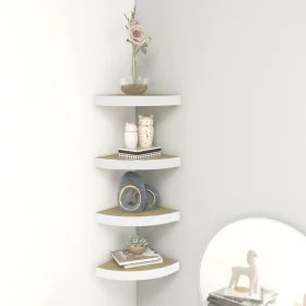 Wall corner shelf 4 pcs MDF oak/white 35x35x3.8 cm by vidaXL, Shelves and shelves - Ref: Foro24-326641, Price: 57,83 €, Disco...