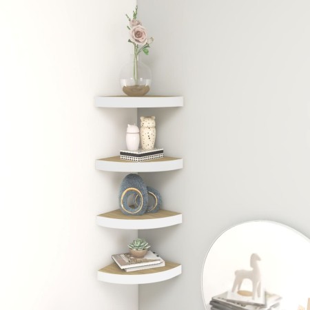 Wand-Eckregal 4 Stück MDF Eiche/weiß 35x35x3,8 cm von vidaXL, Regale und Regale - Ref: Foro24-326641, Preis: 58,52 €, Rabatt: %