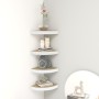 Estante de esquina de pared 4 uds MDF roble/blanco 35x35x3,8 cm