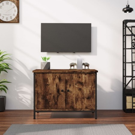 Mueble de TV madera contrachapada roble ahumado 60x35x45 cm