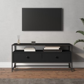 Mueble de TV madera contrachapada negro 100x35x45 cm Mueble de TV madera contrachapada negro 100x35x45 cm