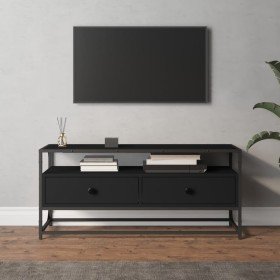Mueble de TV madera contrachapada negro 100x35x45 cm Mueble de TV madera contrachapada negro 100x35x45 cm