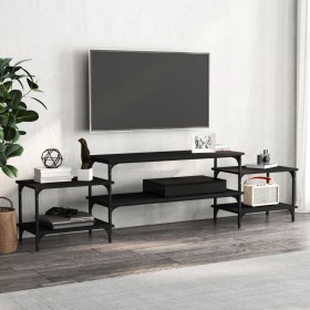 Mueble para TV madera contrachapada negro 197x35x52 cm