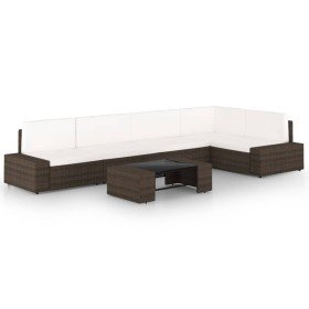 Juego de muebles de jardín 6 piezas ratán sintético marrón