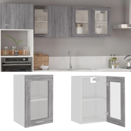 Vitrina colgante "Lyon" gris Sonoma 40x31x60 cm madera de ingeniería en Armarios de cocina | Comprar online en Foro24