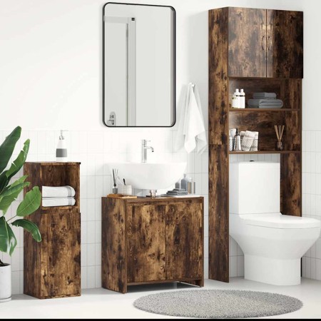 Armario de baño madera contrachapada roble ahumado 60x33x61 cm