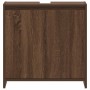 Armario de baño madera contrachapada marrón roble 60x33x61 cm