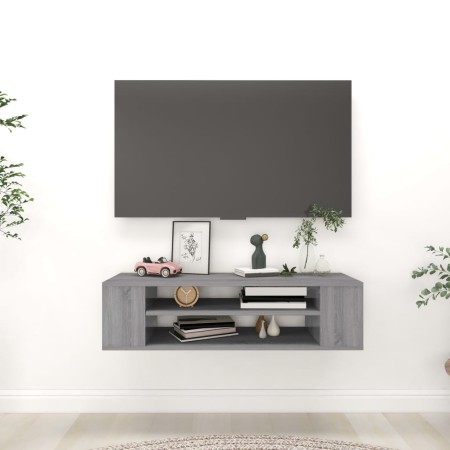 Mueble de TV colgante madera contrachapada gris 100x30x26,5 cm en Muebles TV | Comprar online en Foro24
