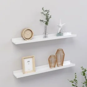 Wall shelves 2 units glossy white 60x9x3 cm by vidaXL, Shelves and shelves - Ref: Foro24-326649, Price: 18,68 €, Discount: %