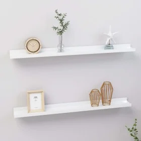 Wall shelves 2 units glossy white 80x9x3 cm by vidaXL, Shelves and shelves - Ref: Foro24-326650, Price: 23,75 €, Discount: %