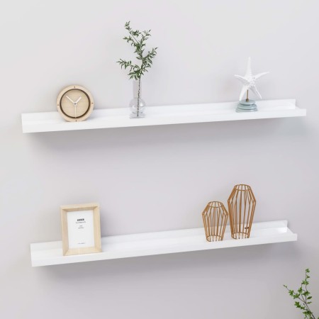 Wandregale 2 Einheiten weiß glänzend 80x9x3 cm von vidaXL, Regale und Regale - Ref: Foro24-326650, Preis: 23,96 €, Rabatt: %