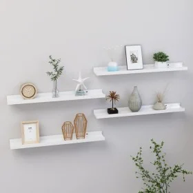Wall shelves 4 units glossy white 60x9x3 cm by vidaXL, Shelves and shelves - Ref: Foro24-326654, Price: 31,97 €, Discount: %