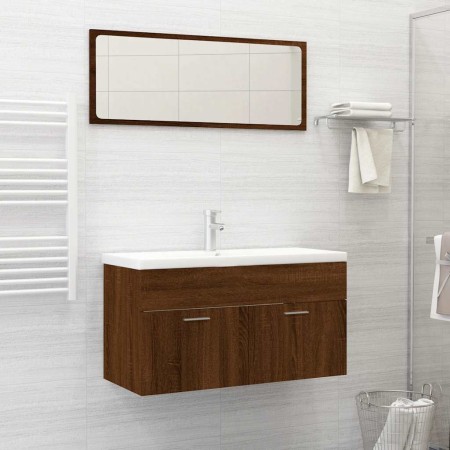 Set de muebles baño 2 pzas madera contrachapada marrón roble en Muebles de baño | Comprar online en Foro24