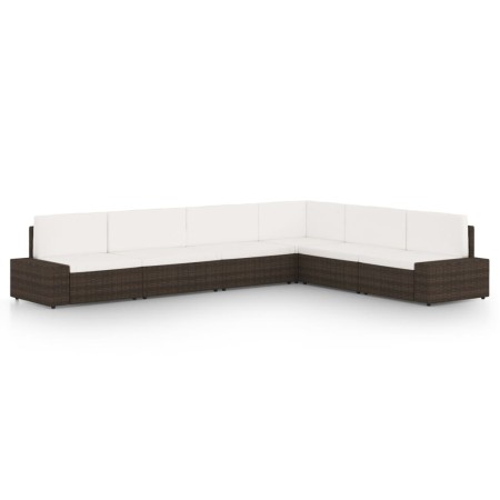 Juego de muebles de jardín 6 piezas ratán sintético marrón