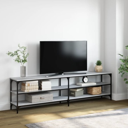 Mueble TV metal y madera contrachapada gris Sonoma 180x30x50 cm