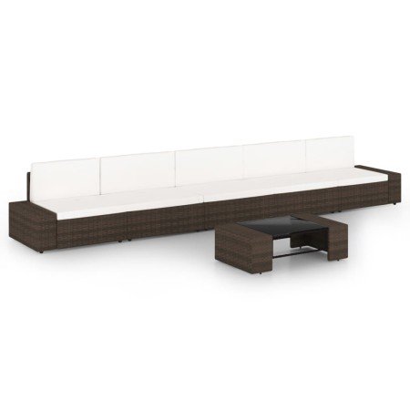 Juego de muebles de jardín 6 piezas ratán sintético marrón