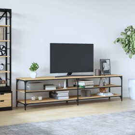 Mueble TV metal y madera contrachapada roble Sonoma 200x30x50cm Mueble TV metal y madera contrachapada roble Sonoma 200x30x50cm