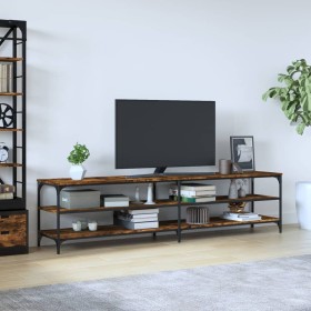 Mueble de TV metal y contrachapada roble ahumado 200x30x50cm Mueble de TV metal y contrachapada roble ahumado 200x30x50cm