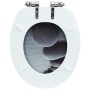 Asiento inodoro WC con tapa de cierre suave MDF diseño piedras