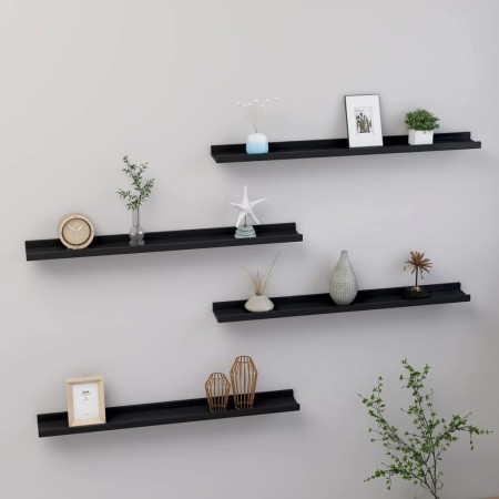 Wall shelves 4 units black 80x9x3 cm by vidaXL, Shelves and shelves - Ref: Foro24-326669, Price: 45,47 €, Discount: %