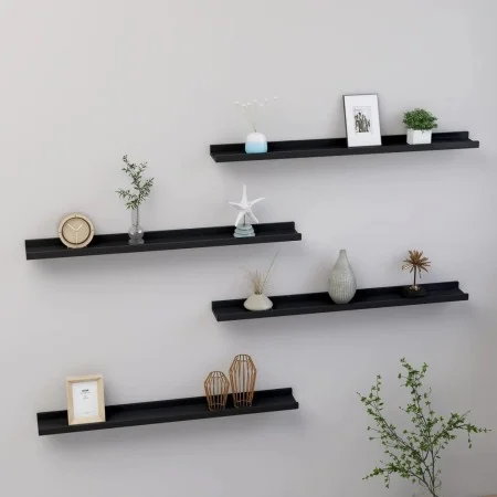Wall shelves 4 units black 80x9x3 cm by vidaXL, Shelves and shelves - Ref: Foro24-326669, Price: 46,14 €, Discount: %