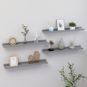 Estantes de pared 4 unidades gris 60x9x3 cm de vidaXL, Estantes y estanterías - Ref: Foro24-326675, Precio: 33,47 €, Descuent...