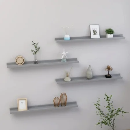 Wall shelves 4 units gray 80x9x3 cm by vidaXL, Shelves and shelves - Ref: Foro24-326676, Price: 28,28 €, Discount: %