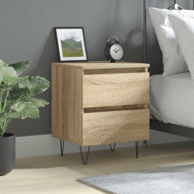 Mesita de noche madera de ingeniería roble Sonoma 40x35x50 cm Mesita de noche madera de ingeniería roble Sonoma 40x35x50 cm