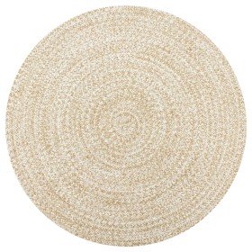 Alfombra de yute tejida a mano blanco y natural 120 cm