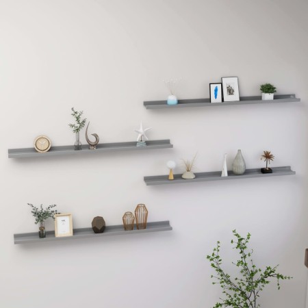 Estantes de pared 4 unidades gris 100x9x3 cm de vidaXL, Estantes y estanterías - Ref: Foro24-326677, Precio: 33,44 €