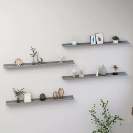 Wall shelves 4 units gray 100x9x3 cm by vidaXL, Shelves and shelves - Ref: Foro24-326677, Price: 33,02 €, Discount: %
