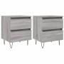 Mesita de noche 2 uds madera ingeniería gris Sonoma 40x35x50 cm