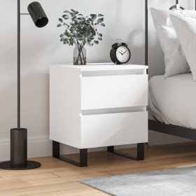 Mesita de noche madera contrachapada blanco 40x35x50 cm Mesita de noche madera contrachapada blanco 40x35x50 cm