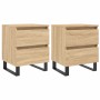 Mesitas noche 2 uds madera ingeniería roble Sonoma 40x35x50 cm